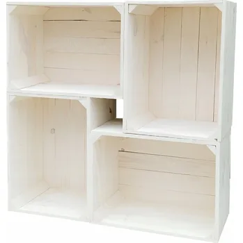 Úložný box BÍLÁ DŘEVĚNÁ BEDNA / ÚLOŽNÝ BOX, 39x29x24 cm, PEVNÁ A ROBUSTNÍ