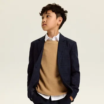 Chlapecká bunda Reserved - Blejzr z viskózové směsi - tmavomodrá - 836ET-59X - 836ET-59X-116