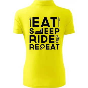 Eat sleep ride moto - Polokošile dámská Pique Polo - 2XL ( Citrónová )