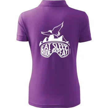 Eat sleep ride repeat - hory - Polokošile dámská Pique Polo - S ( Fialová )