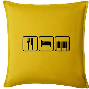 Polštář Eat sleep piano v řadě - Polštář 50x50 - 50x50 - Pouze potah ( Žlutá )