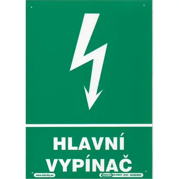 Značení Maják Tabulka "HLAVNÍ VYPÍNAČ"