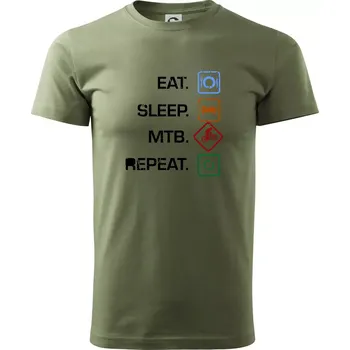 Pánské tričko Eat sleep MTB repeat - Klasické pánské triko vyšší gramáže - 3XL ( Khaki )