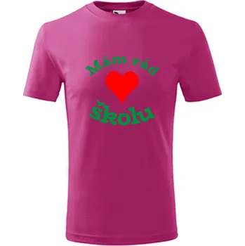 Chlapecké oblečení Purpurové dětské tričko Mám rád školu - barva purpurová - velikost 6let