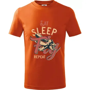 Chlapecké oblečení Eat Sleep Fly Repeat letadlo - Tričko dětské bavlněné - 122 cm/6 let ( Oranžová )