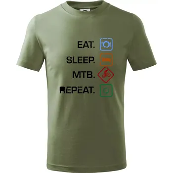 Dětská móda Eat sleep MTB repeat - Tričko dětské bavlněné - 146 cm/10 let ( Khaki )