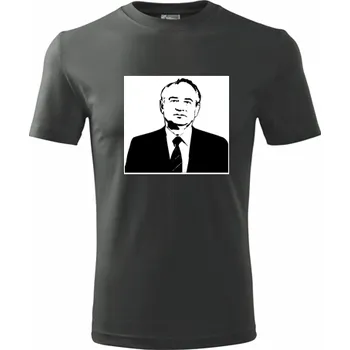 Pánské tričko Grafitové tričko Michail Gorbačov - tričko s Gorbačovem - barva antracit - velikost XL