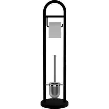 Sapho JUNDAH stojan s držákem na toaletní papír a WC štětkou, černá 11123110