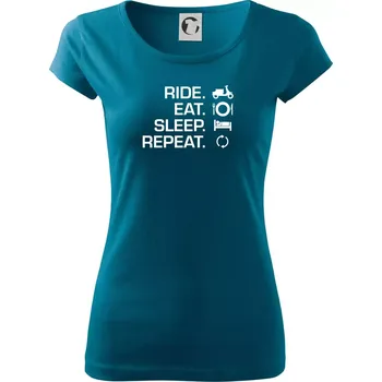 Dámské oblečení Ride Eat Sleep Repeat moto skútr - Dámské triko Pure - S ( Petrolejová )