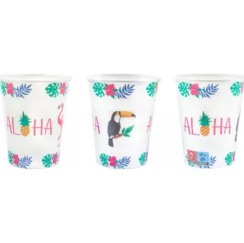 Party nádobí Havajské papírové kelímky Aloha Party, 6 ks