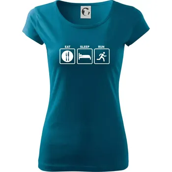 Dámské tričko Eat sleep run čtverce - Dámské triko Pure - M ( Petrolejová )