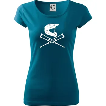 Dámské tričko Cross helma / berle - Dámské triko Pure - XS ( Petrolejová )