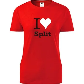 Dámské tričko Červené dámské tričko I love Split - barva červená - velikost XXL