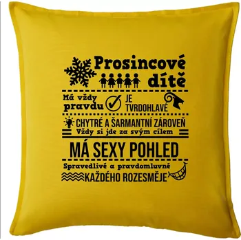 Polštář Narozeniny prosinec - Polštář 50x50 - 50x50 - Pouze potah ( Žlutá )