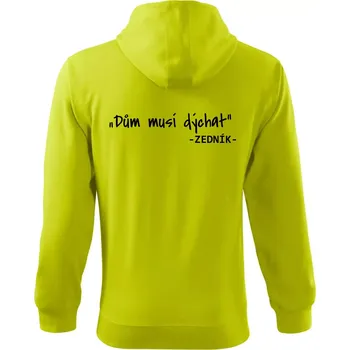 Pánská mikina Stavíme svépomoci - Dům musí dýchat - Mikina s kapucí na zip trendy zipper - M ( Limetková )