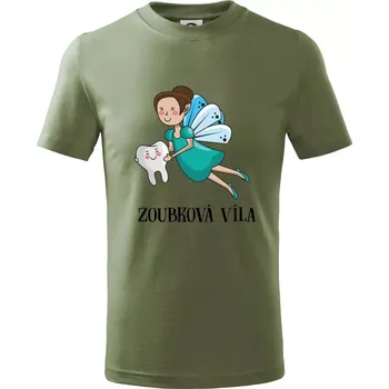 Chlapecké oblečení Zoubková víla - Tričko dětské bavlněné - 104-110cm / 3-4 roky ( Khaki )