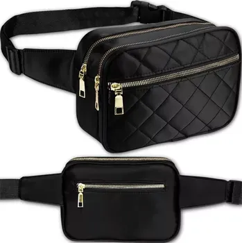 Kabelka Univerzální ledvinka RB14 (Prostorná dámská ledvinka do pasu nebo přes rameno 21 x 13 x 8 cm, 4x přihrádka na zip, černé provedení)