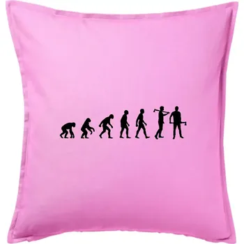 Polštář Evoluce dřevorubec - sekera - Polštář 50x50 - 50x50 - Pouze potah ( Růžová )