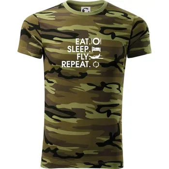 Pánské oblečení Eat sleep fly repeat - Army CAMOUFLAGE - XS ( Zelený maskáč )