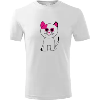 Chlapecké tričko Bílé dětské tričko kočka plyšová - barva bílá - velikost 6let