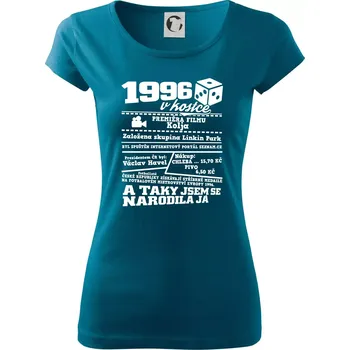 Dámské tričko 1996 v kostce - Dámské triko Pure - XS ( Petrolejová )