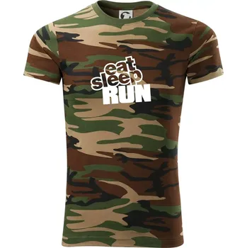 Pánské tričko Eat sleep run velké - Army CAMOUFLAGE - 3XL ( Hnědý maskáč )