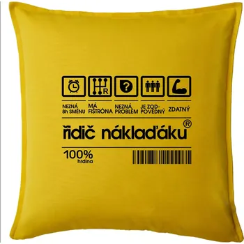 Polštář Čárový kód řidič náklaďáku - Polštář 50x50 - 50x50 - Pouze potah ( Žlutá )