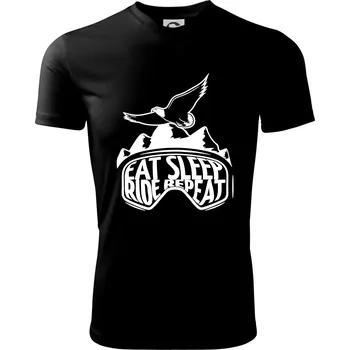 Eat sleep ride repeat - hory - Dětské triko sportovní (dresovina) - 146 cm/10 let ( Černá )
