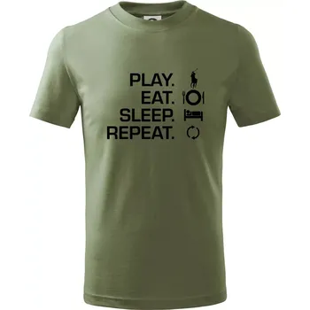 Play Eat Sleep Repeat polo - Tričko dětské bavlněné - 158 cm/12 let ( Khaki )