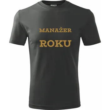 Pánské tričko Grafitové tričko manažer roku - dárek pro manažera - barva antracit - velikost M