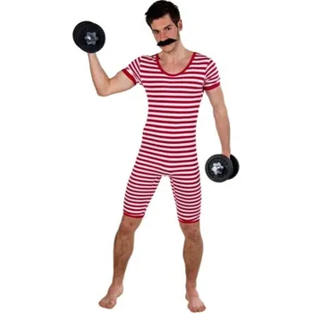 Karnevalový kostým Pánský kostým - Pruhované plavky, červené S