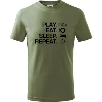 Chlapecké oblečení Play Eat Sleep Repeat fotbal - Tričko dětské bavlněné - 158 cm/12 let ( Khaki )