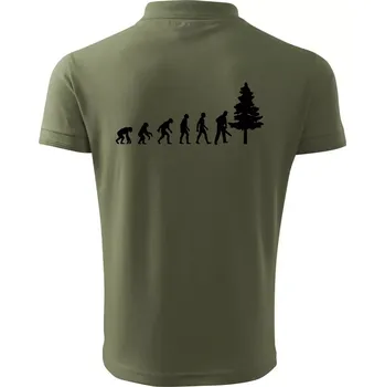 Pánská košile Evoluce dřevorubec - pila a strom - Polokošile pánská Pique Polo 203 - 2XL ( Khaki )