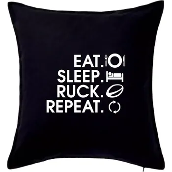 Polštář Eat sleep Rugby - Polštář 50x50 - 50x50 - Pouze potah ( Černá )