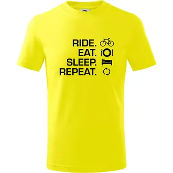 Chlapecké tričko Ride Eat Sleep Repeat kolo - Tričko dětské bavlněné - 98 cm / 2 roky ( Citrónová )