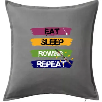 Polštář Eat sleep rowing repeat barevné - Polštář 50x50 - 50x50 - Včetně výplně ( Tmavě šedý melír )