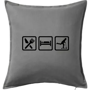 Polštář Eat sleep koloběh - koloběžka - Polštář 50x50 - 50x50 - Pouze potah ( Tmavě šedý melír )