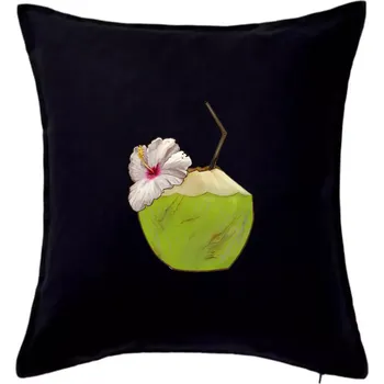 Polštář Kokosový nápoj - Polštář 50x50 - 50x50 - Pouze potah ( Černá )