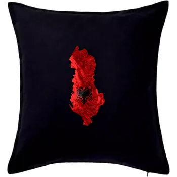Polštář Mapa Albánie reliéf hor - Polštář 50x50 - 50x50 - Pouze potah ( Černá )