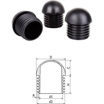 Příslušenství pro plot Vnútorná krytka pologuľatá ø 48,3mm plastová Černá