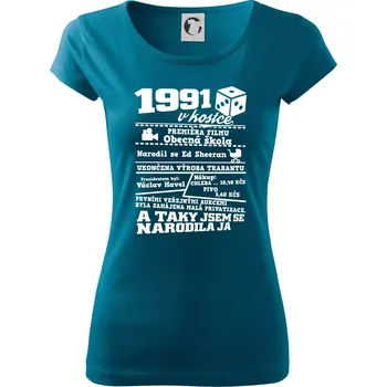 Dámské oblečení 1991 v kostce - Dámské triko Pure - M ( Petrolejová )