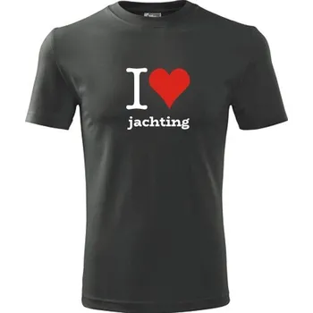 Pánská móda Grafitové tričko I love jachting - dárek pro jachtaře - barva antracit - velikost XXL