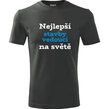 Pánská móda Grafitové tričko nejlepší stavbyvedoucí na světě - dárek pro stavbyvedoucího - barva antracit - velikost XL