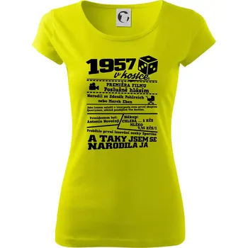 Dámské tričko 1957 v kostce - Dámské triko Pure - L ( Limetková )