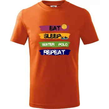 Chlapecké tričko Eat sleep watter polo barevné - Tričko dětské bavlněné - 146 cm/10 let ( Oranžová )
