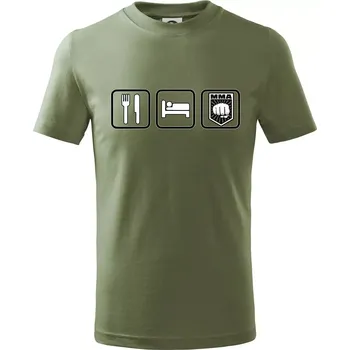 Dětská móda Eat sleep MMA v řádku - Tričko dětské bavlněné - 98 cm / 2 roky ( Khaki )