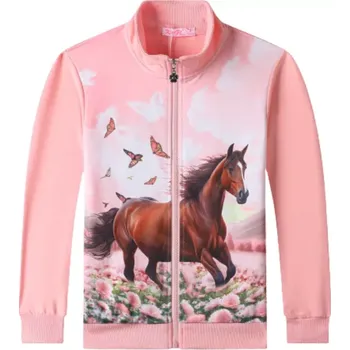 Dívčí mikina Dívčí funkční mikina Kugo SM3592 meruňková (dívčí mikina na zip s koněm)