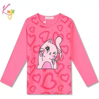 Dívčí tričko Dívčí tričko dlouhý rukáv Kugo FT1210 sytě růžové