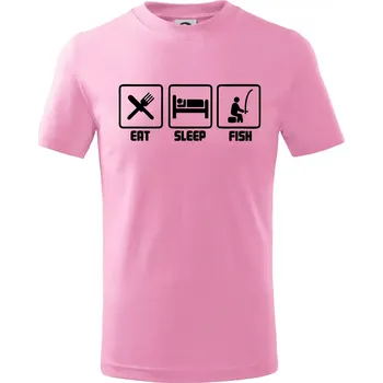 Rybaření - Eat sleep Fish - Tričko dětské bavlněné - 98 cm / 2 roky ( Růžová )