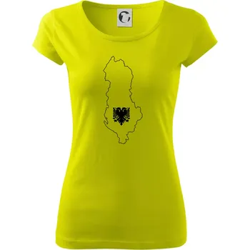 Albánie obrys mapa - Dámské triko Pure - XS ( Limetková )